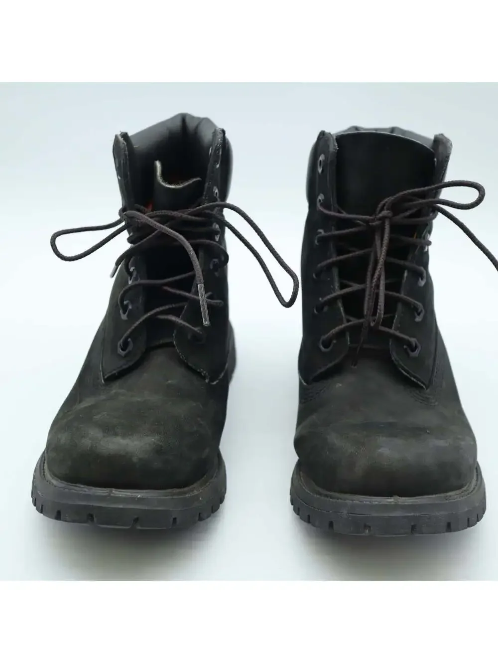 Timberland 6 Inch Premium Waterproof Boots Black Nubuck Leather Mens 6 Eyelet
